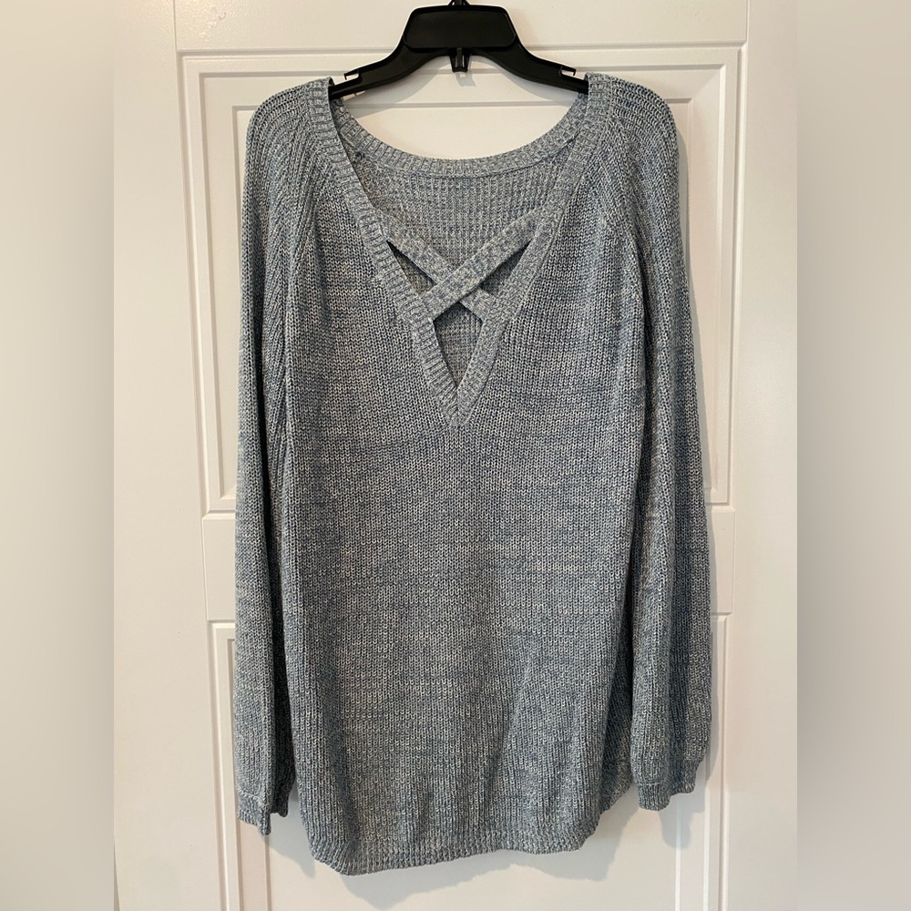 Pink Lily Light Blue Open back detail sweater medium